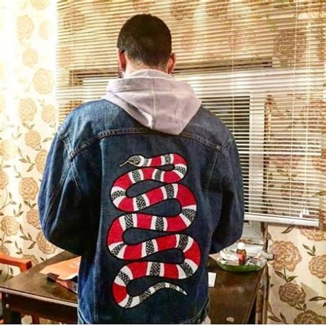 gucci jean jacket mens|gucci jean jacket with snake.